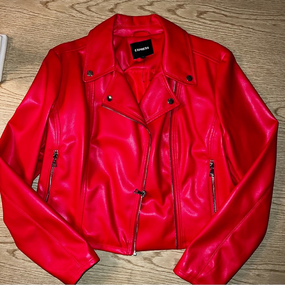 Express red leather jacket size L